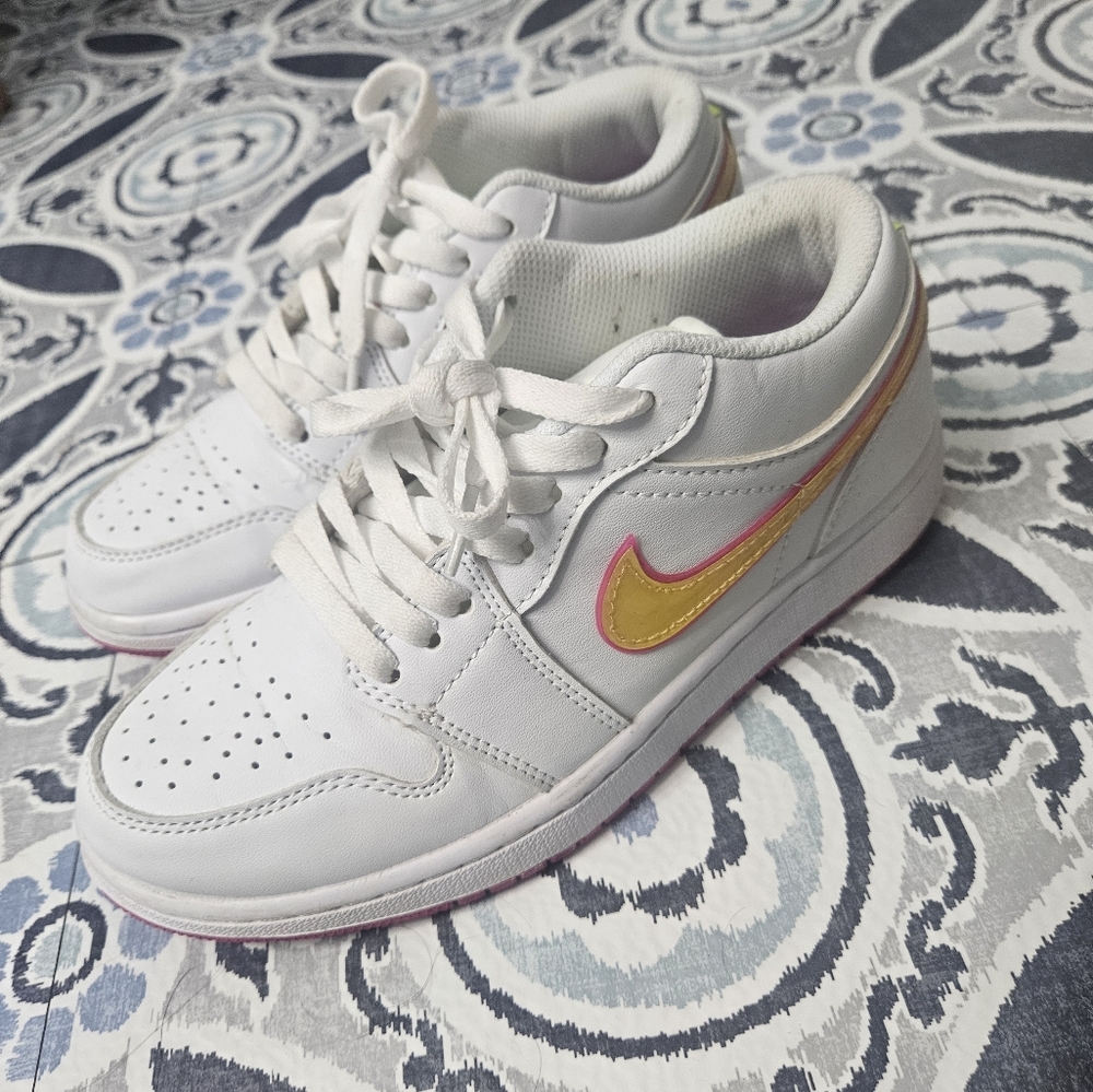 White Sneakers with Yellow and Pink Accents